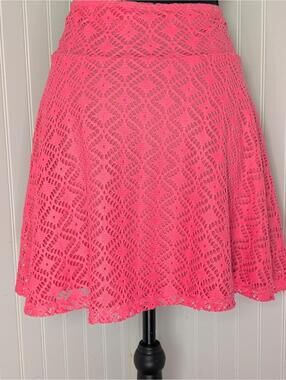 L.A. Hearts Hot Pink Lace A-Line Mini Skirt Size L